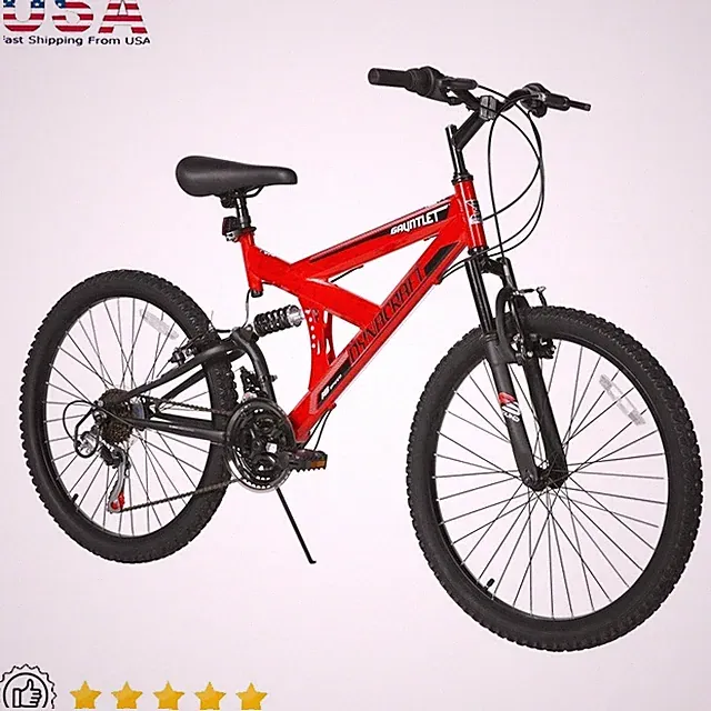 24 In Boys Mountain Bike Durable Dual Suspension Adventure Ready W/18 Speeds New