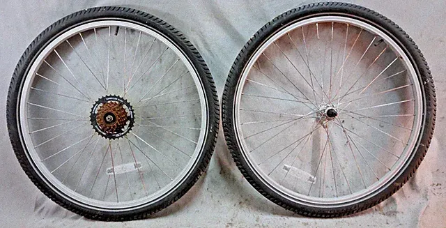 26" MTB Bike Wheel Set 7 Speed QR/Bolt-On Silver Trail Hybrid Java Commuter Cafe