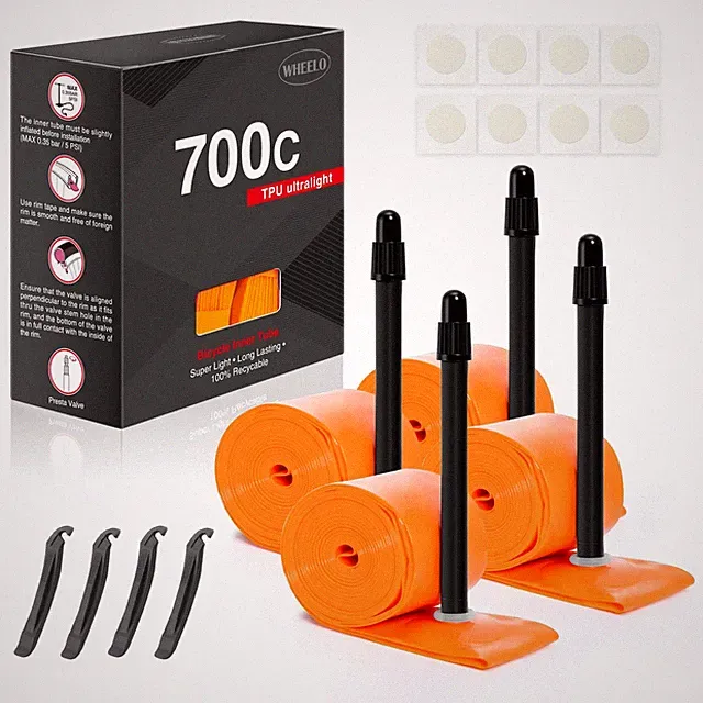 4-Pack TPU 700C×18-32C Bike Inner Tube, Ultralight (ALLRoad & Gravel) Bike Tu...