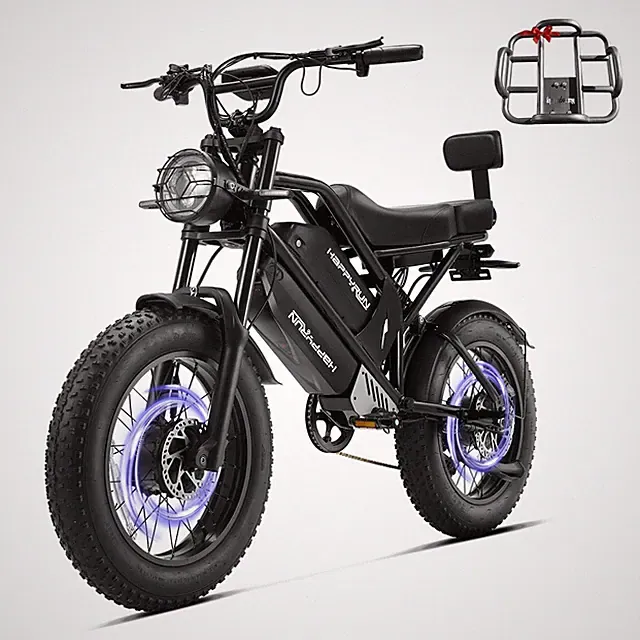 Happyrun 2 Seater Electric Bike 5000W Peak Dual Motor 18Ah+15Ah Ebike 36MPH