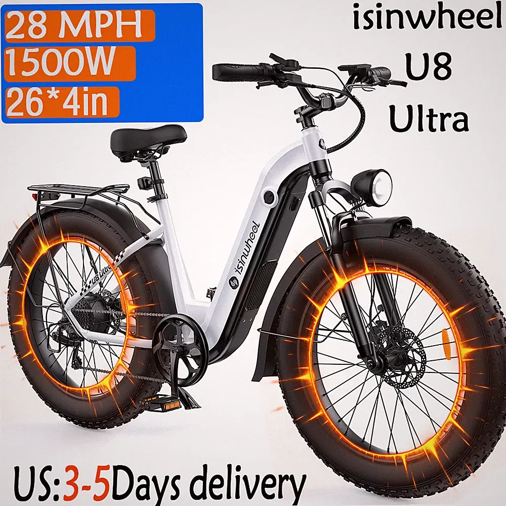 isinwheel U8 Ultra Mountain Bike 48V 18Ah 105 Miles 26''Electric bicycle 7-Speed