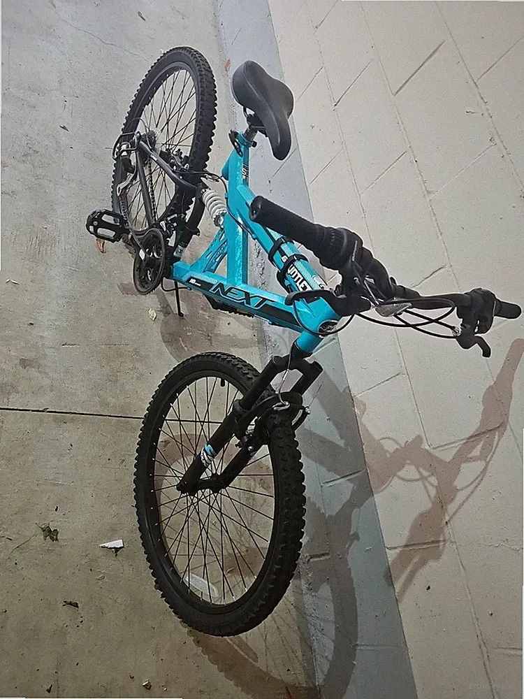 NEXT Mountain Bike Bicycle 24 In 18 Speeds Dual Suspension steel frame