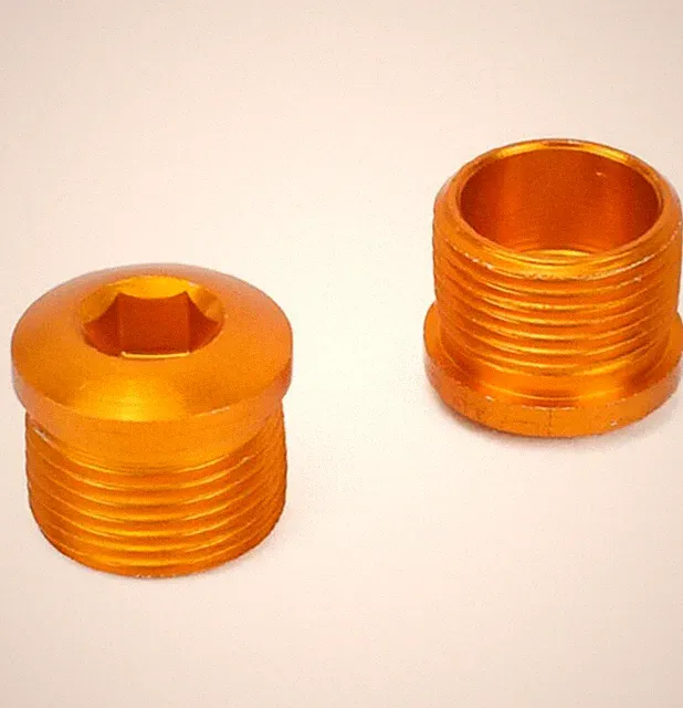 PAIR Aluminum MTB Road Bike Bicycle Pedal End Caps Bolts Nuts Screws GOLD ORANGE